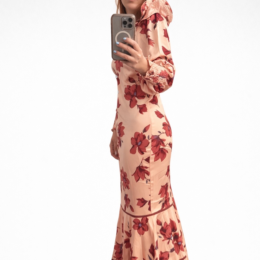 Floral Maxi Dress in Red and Cream